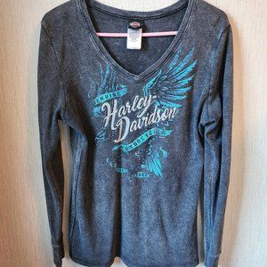 Harley-Davidson Graphic Long Sleeve Thermal Waffle Shirt Sz L
